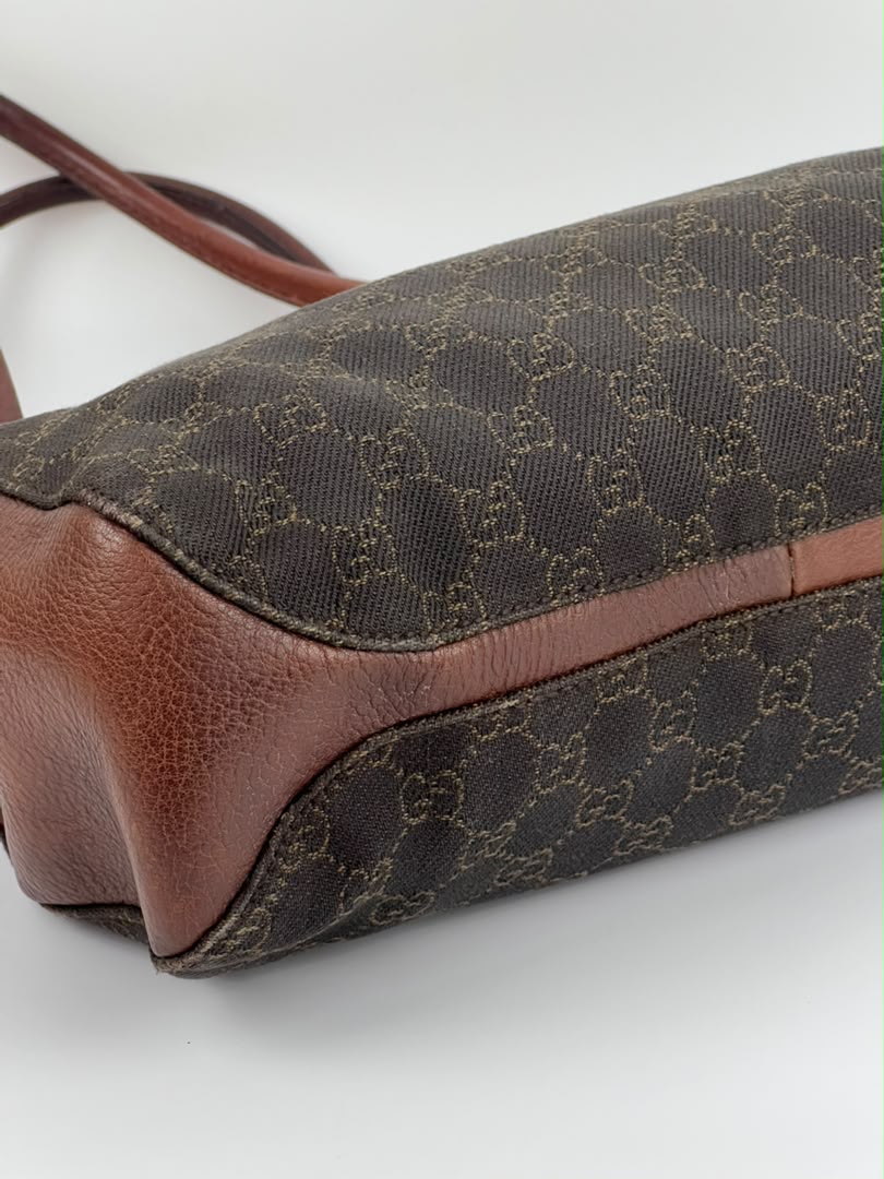 Chocolate GG Canvas Horsebit Shoulder Bag (Tom Ford Era)