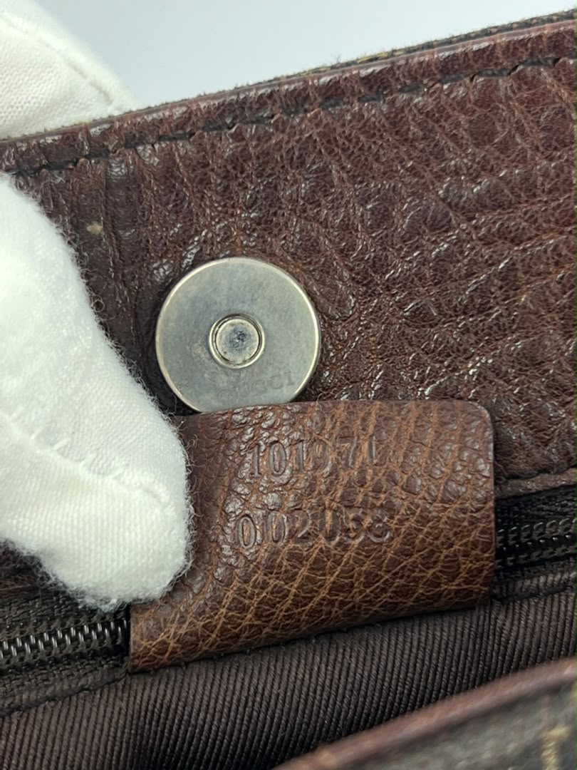 Chocolate GG Canvas Horsebit Shoulder Bag (Tom Ford Era)