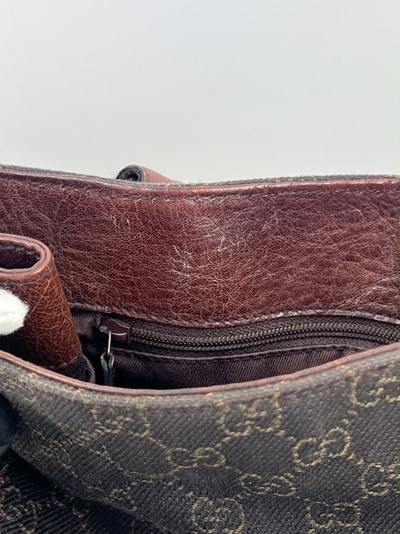 Chocolate GG Canvas Horsebit Shoulder Bag (Tom Ford Era)