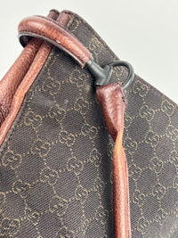 Chocolate GG Canvas Horsebit Shoulder Bag (Tom Ford Era)