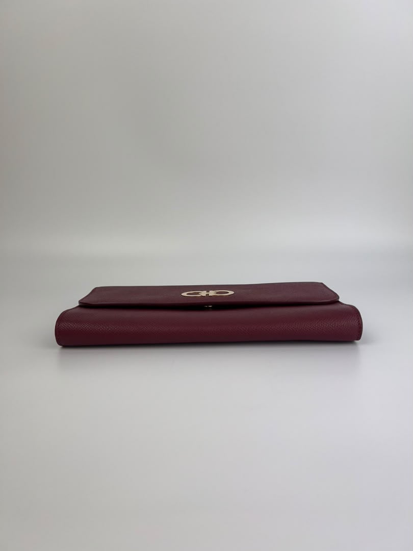 Burgundy Gancini Clutch On Chain