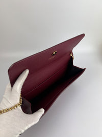 Burgundy Gancini Clutch On Chain
