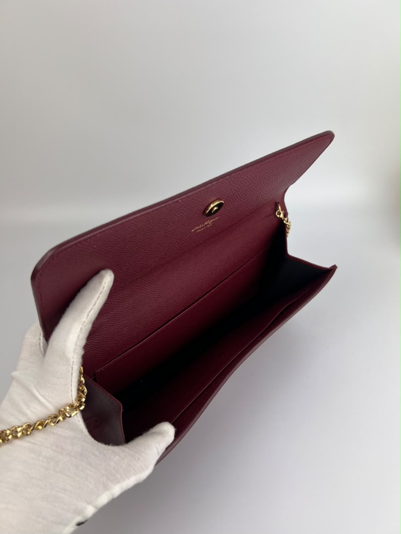 Burgundy Gancini Clutch On Chain