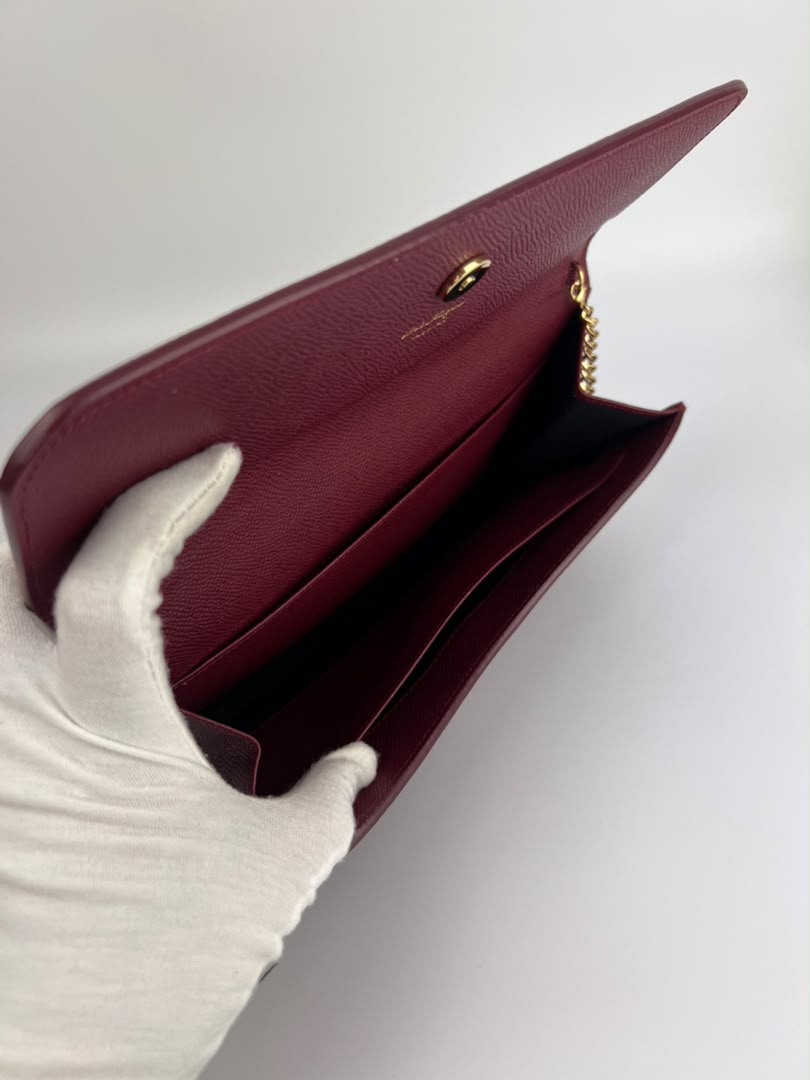 Burgundy Gancini Clutch On Chain