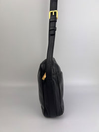 Vintage Black Leather Camera Crossbody Bag