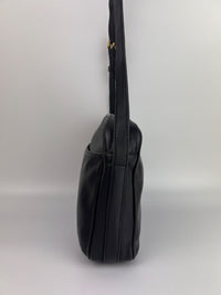 Vintage Black Leather Camera Crossbody Bag