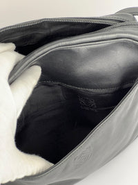 Vintage Black Leather Camera Crossbody Bag