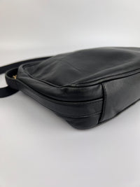 Vintage Black Leather Camera Crossbody Bag