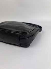 Vintage Black Leather Camera Crossbody Bag