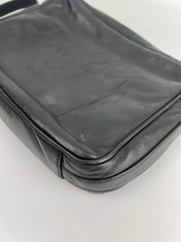 Vintage Black Leather Camera Crossbody Bag