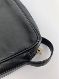 Vintage Black Leather Camera Crossbody Bag