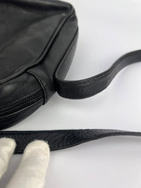 Vintage Black Leather Camera Crossbody Bag