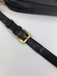 Vintage Black Leather Camera Crossbody Bag