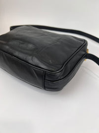 Vintage Black Leather Camera Crossbody Bag