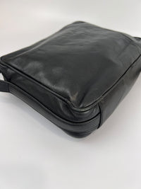 Vintage Black Leather Camera Crossbody Bag