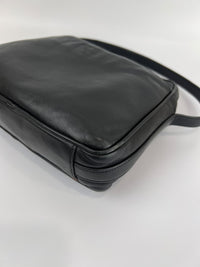 Vintage Black Leather Camera Crossbody Bag