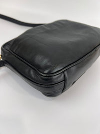 Vintage Black Leather Camera Crossbody Bag