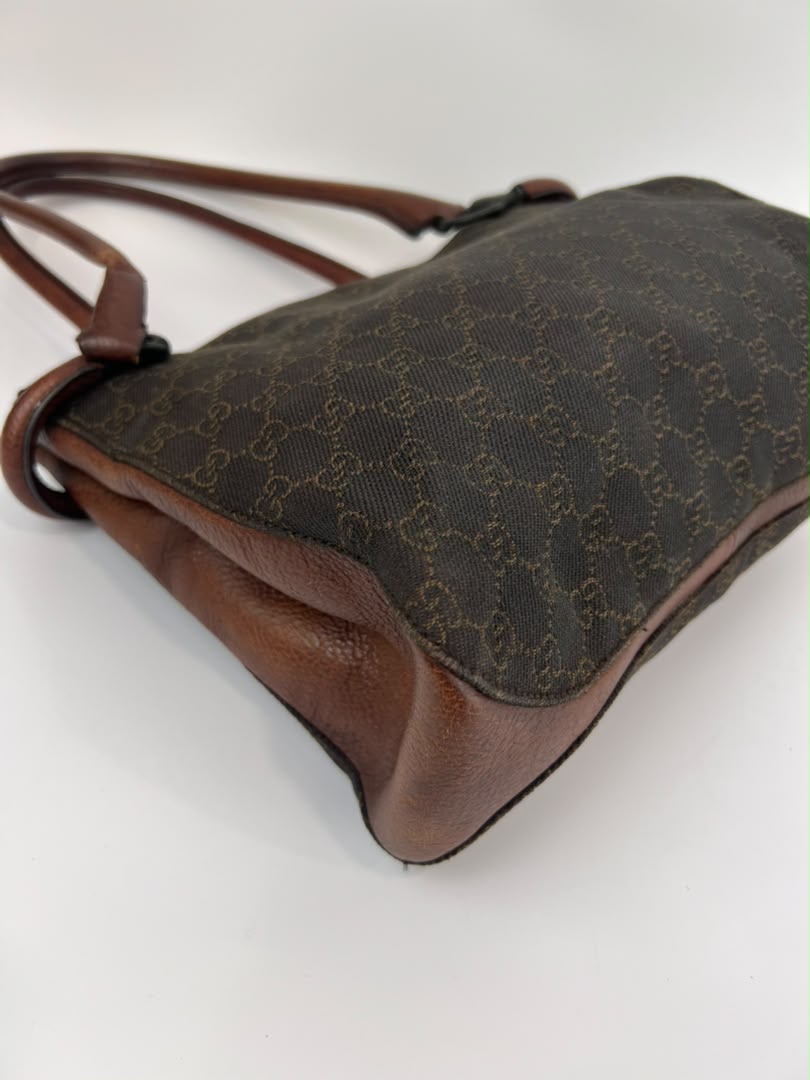 Chocolate GG Canvas Horsebit Shoulder Bag (Tom Ford Era)