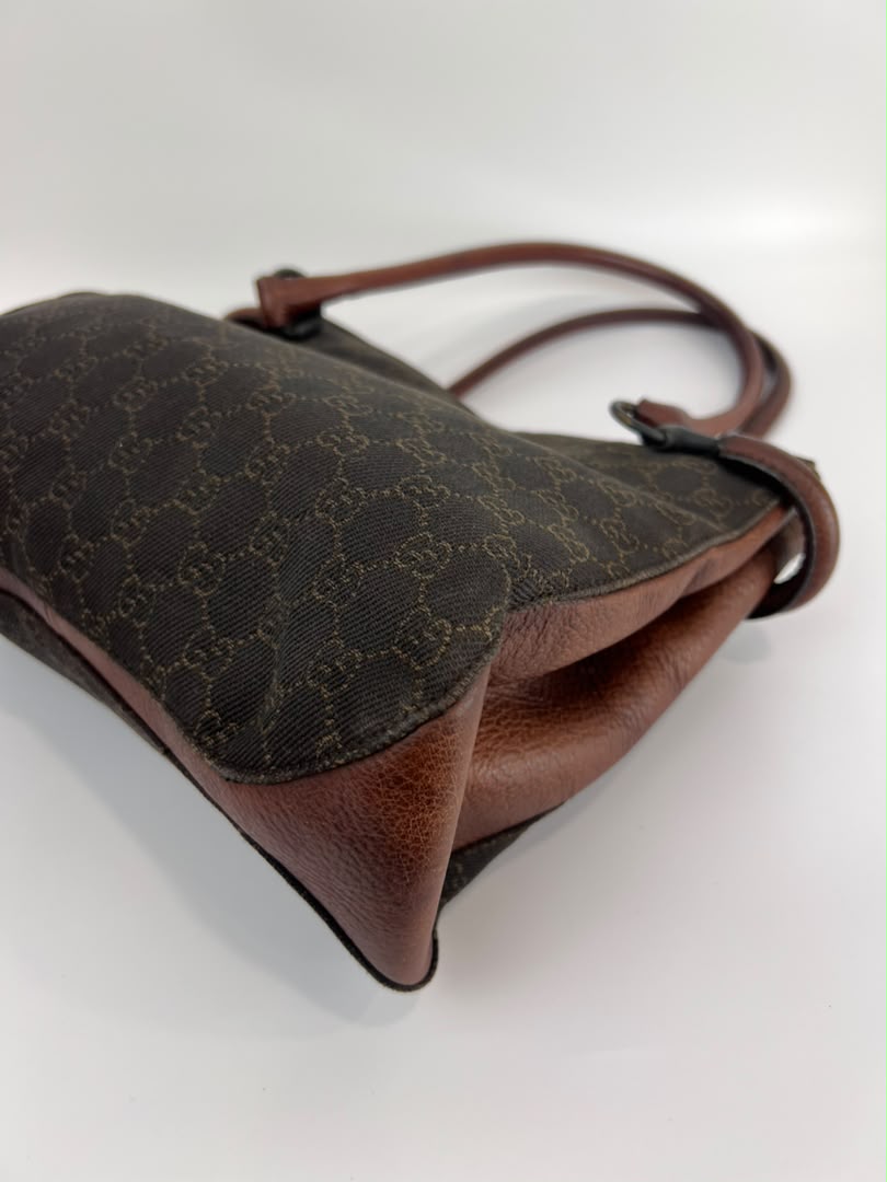 Chocolate GG Canvas Horsebit Shoulder Bag (Tom Ford Era)