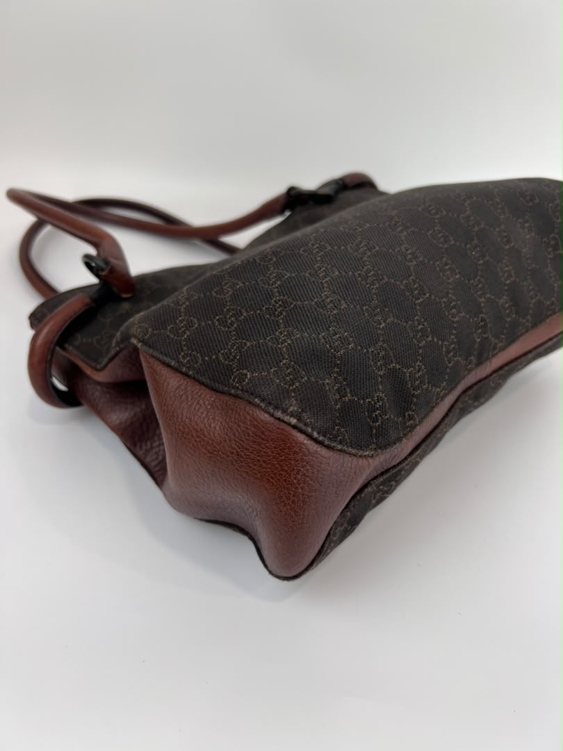 Chocolate GG Canvas Horsebit Shoulder Bag (Tom Ford Era)