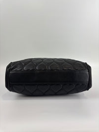1990s Vintage Black Heart Quilted Lambskin Tote with Gold Chain Straps