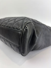 1990s Vintage Black Heart Quilted Lambskin Tote with Gold Chain Straps