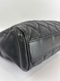 1990s Vintage Black Heart Quilted Lambskin Tote with Gold Chain Straps