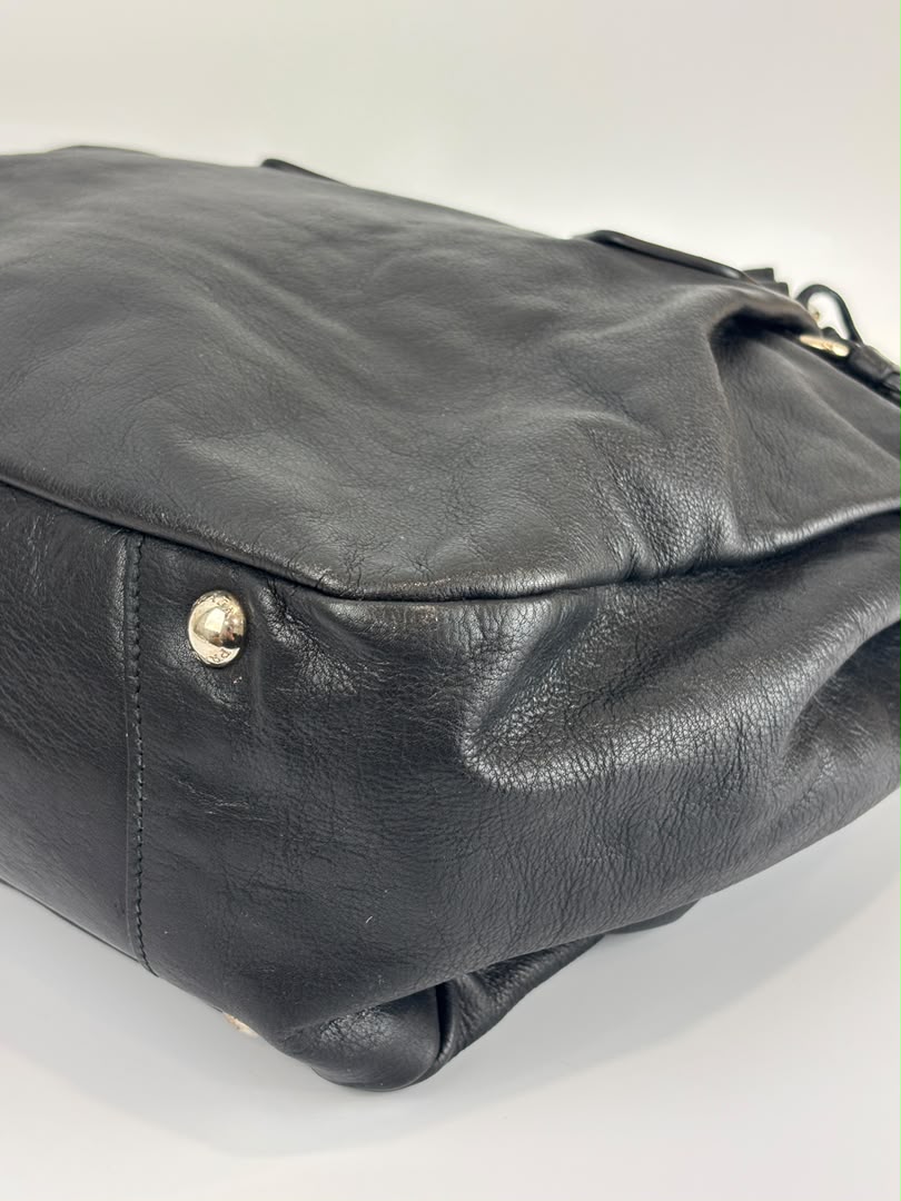 BN1568 Black Soft Calf Leather With Train Station Luggage Tag