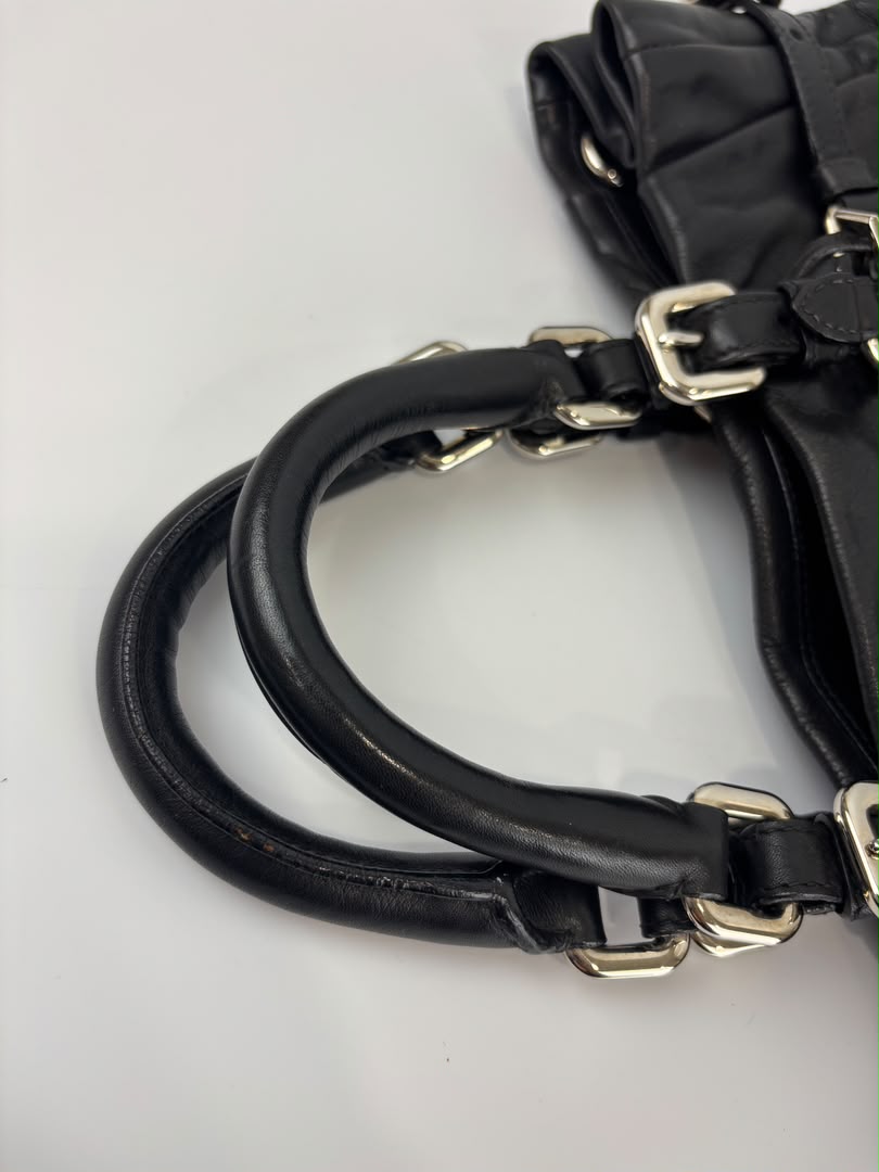 BN1568 Black Soft Calf Leather With Train Station Luggage Tag
