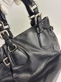 BN1568 Black Soft Calf Leather With Train Station Luggage Tag
