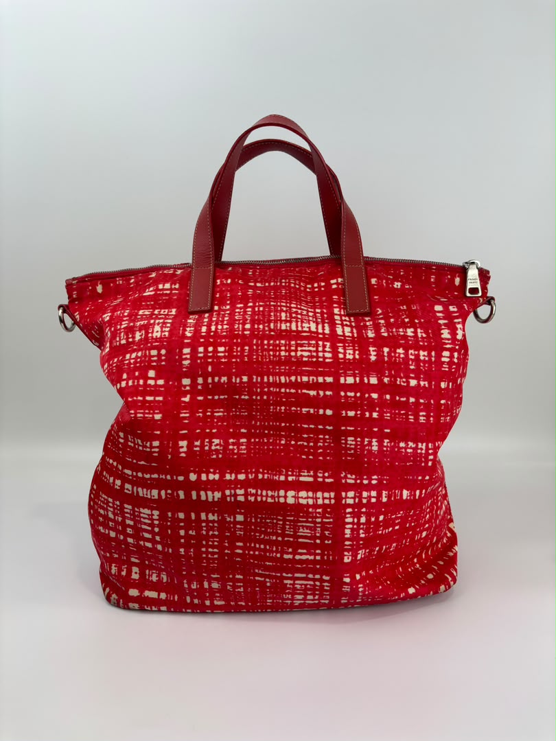 Tessuto Red & White Stampato Nylon 2-Way Tote