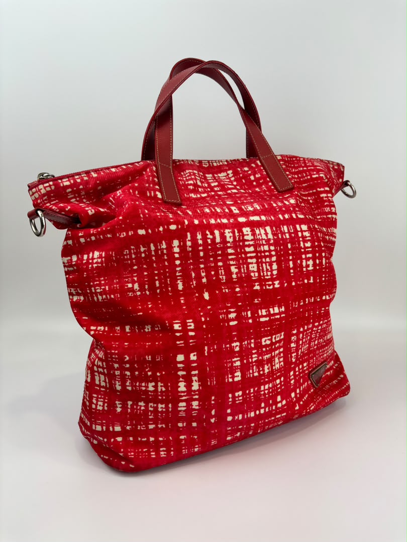 Tessuto Red & White Stampato Nylon 2-Way Tote