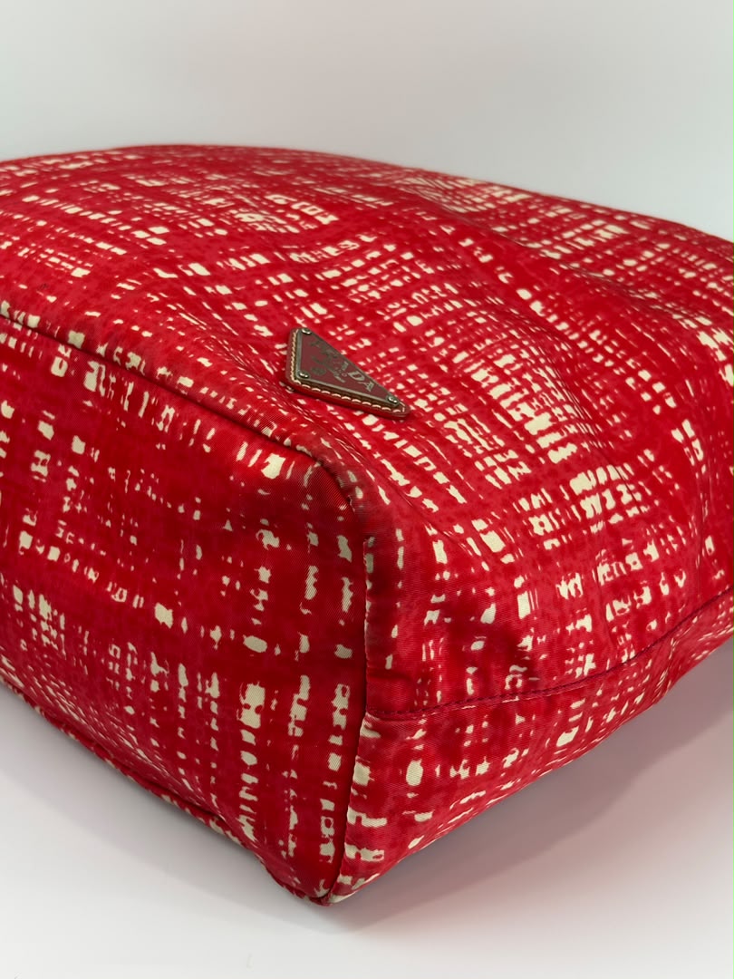 Tessuto Red & White Stampato Nylon 2-Way Tote