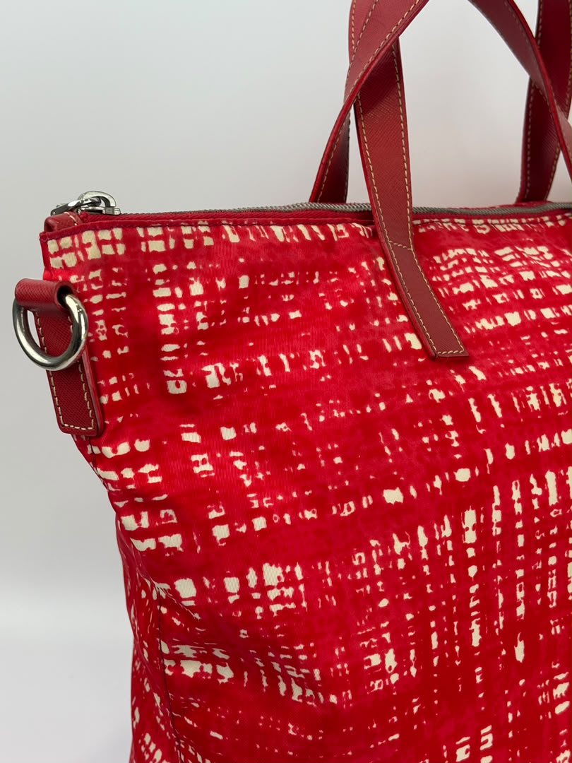 Tessuto Red & White Stampato Nylon 2-Way Tote