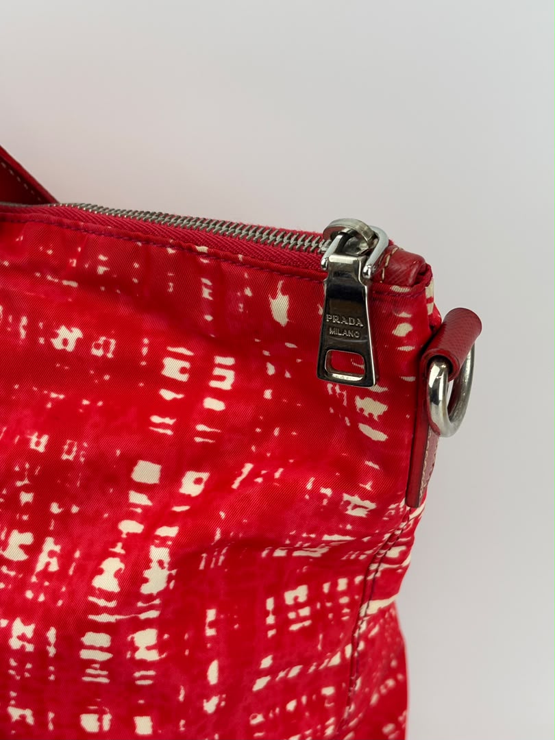 Tessuto Red & White Stampato Nylon 2-Way Tote