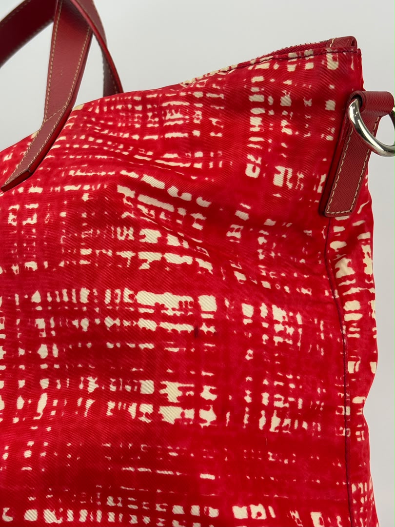 Tessuto Red & White Stampato Nylon 2-Way Tote