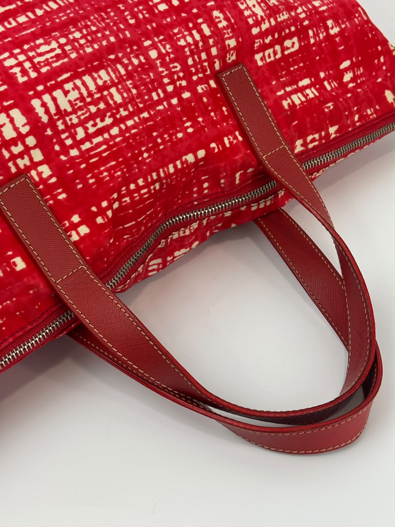 Tessuto Red & White Stampato Nylon 2-Way Tote