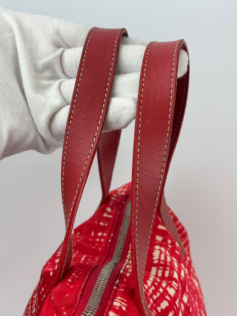 Tessuto Red & White Stampato Nylon 2-Way Tote
