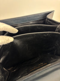 Vintage Dark Green Leather Shoulder Bag with Shoe Clasp
