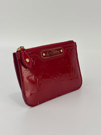 Monogram Vernis Pochette Cles Key & Change Holder in Cherry Red