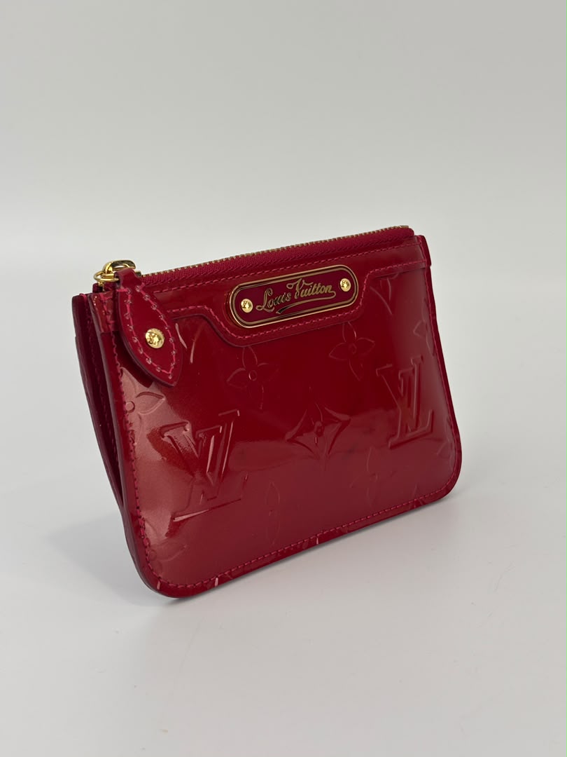Monogram Vernis Pochette Cles Key & Change Holder in Cherry Red