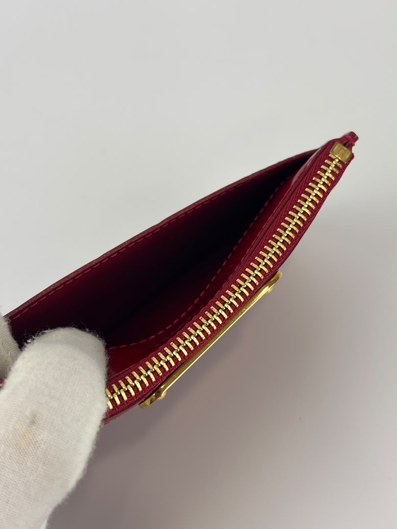 Monogram Vernis Pochette Cles Key & Change Holder in Cherry Red