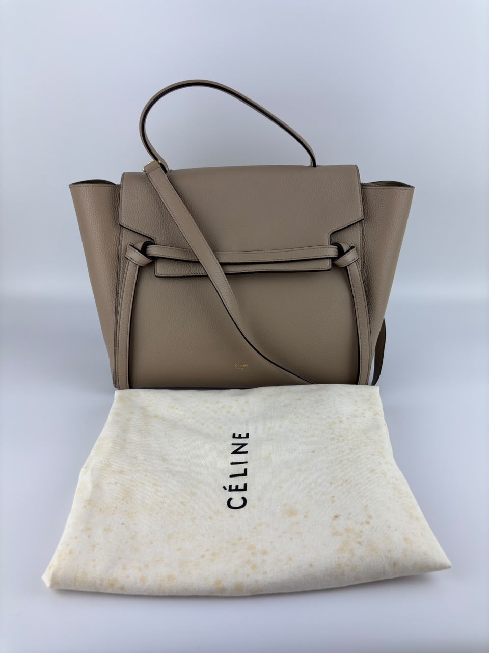 Mini Belt Bag in Light Taupe Grained Calfskin Leather