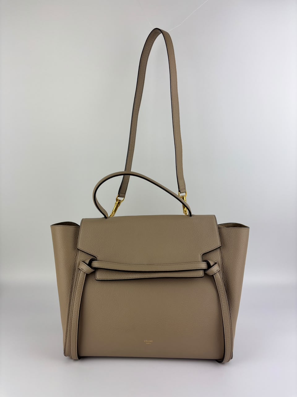 Mini Belt Bag in Light Taupe Grained Calfskin Leather