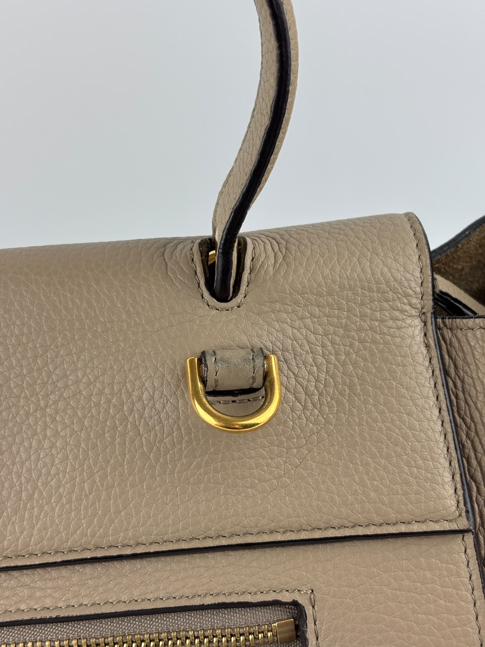 Mini Belt Bag in Light Taupe Grained Calfskin Leather