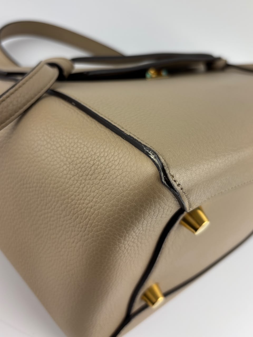 Mini Belt Bag in Light Taupe Grained Calfskin Leather