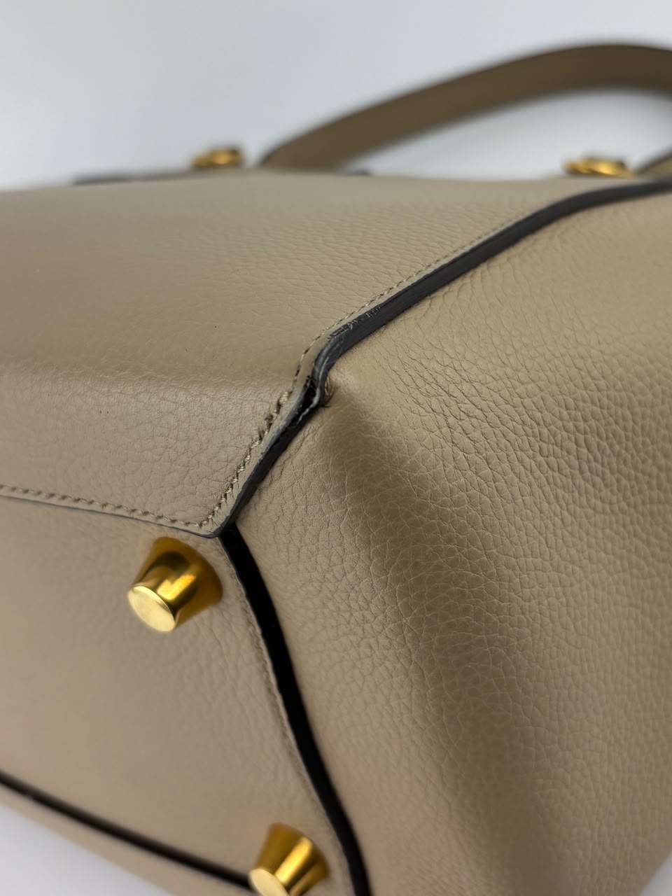 Mini Belt Bag in Light Taupe Grained Calfskin Leather