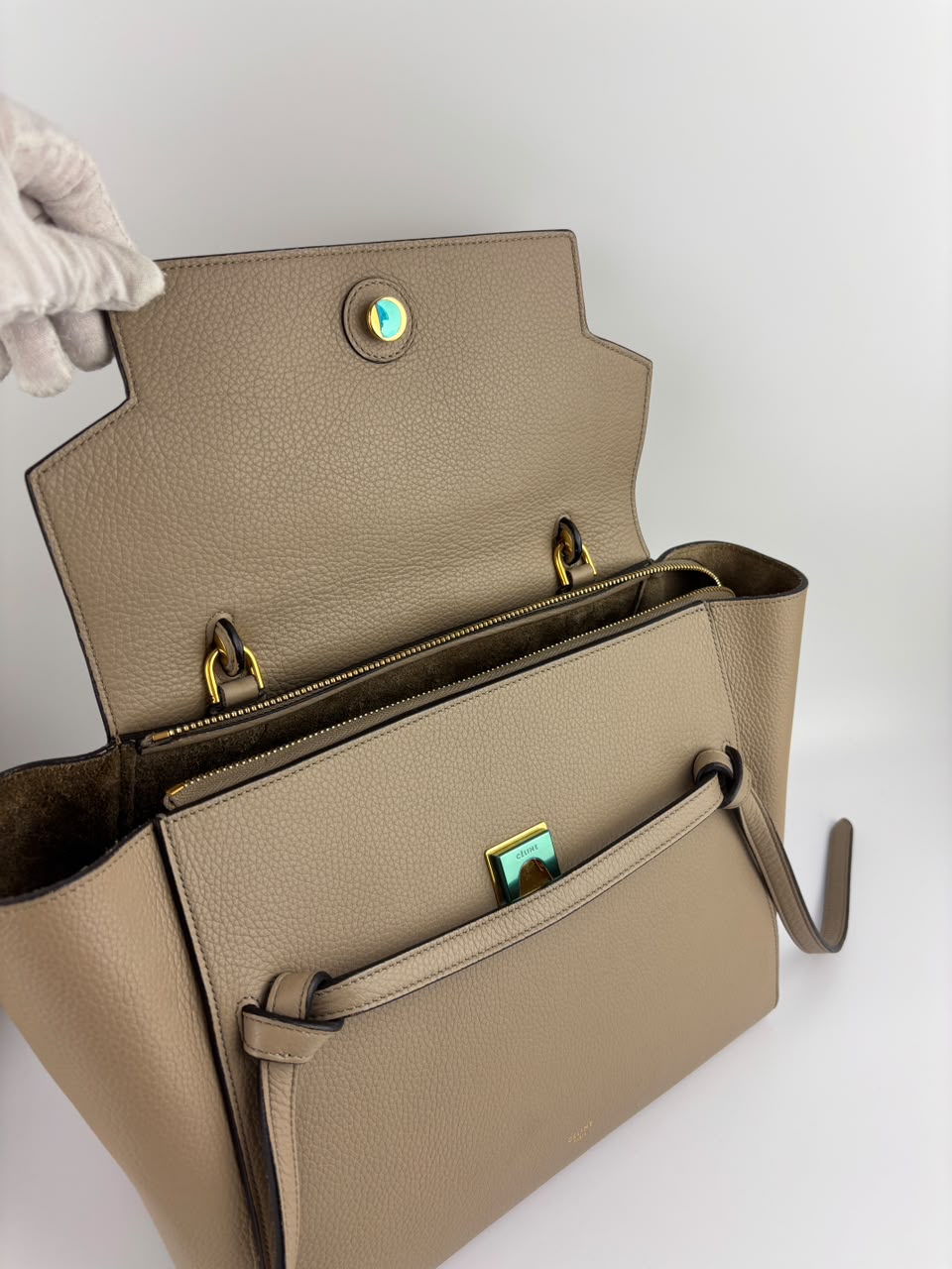 Mini Belt Bag in Light Taupe Grained Calfskin Leather