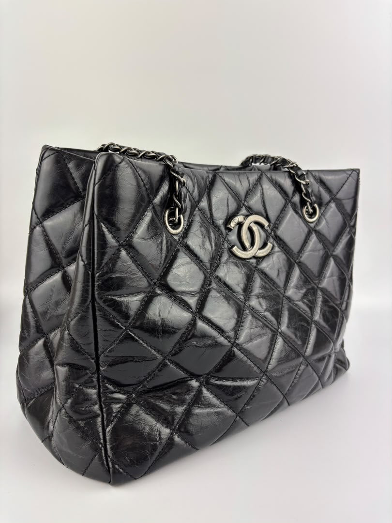 Tote Bag Black Aged Calfskin Leather RHW