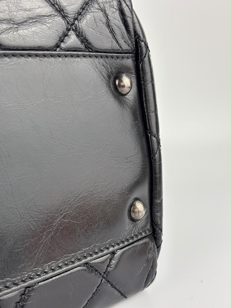 Tote Bag Black Aged Calfskin Leather RHW